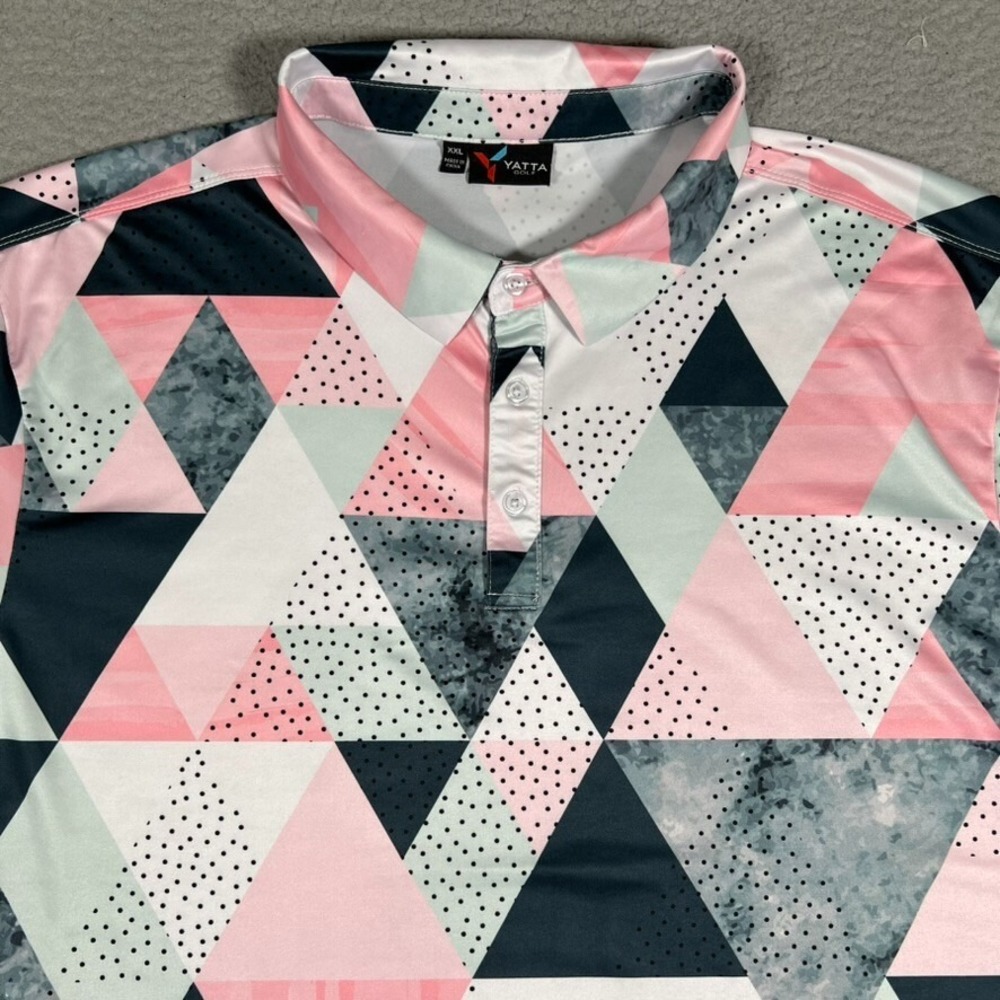 Yatta Golf Shirt Mens XXL Geometric Golf‎ Performance Polo Stretch Casual Logo
